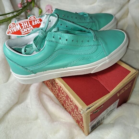 Vans Old Skool Pastel Pack Ice Green/Blanc Skate Shoes Leather 6.5 mens … - Picture 5 of 7